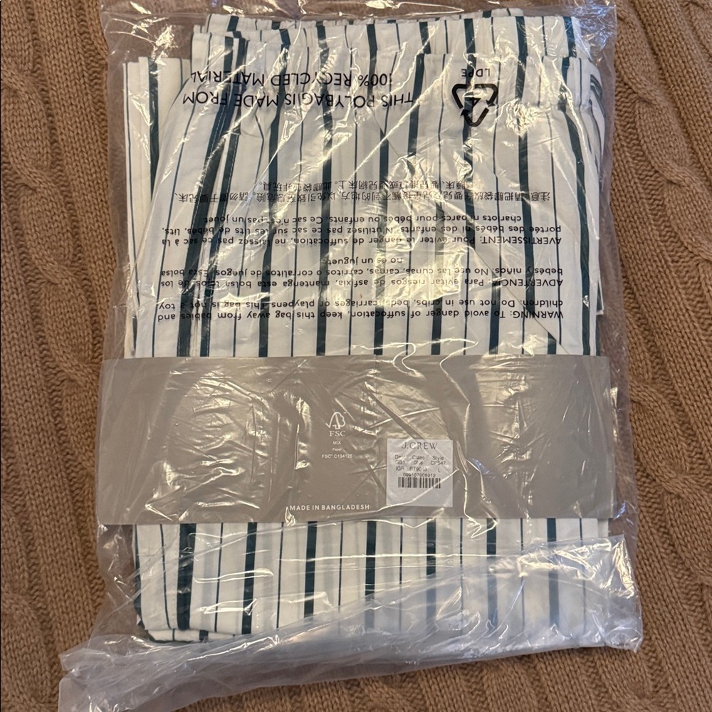 J.Crew Cotton poplin long-sleeve pajama pant set in peppermint stripe CP547 - Picture 6 of 6